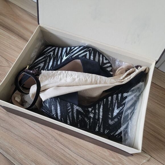 Stella Luna Atelier Paris Sheep Suede Leather Aztex Platform Wedge Sandal Black - Picture 2 of 15